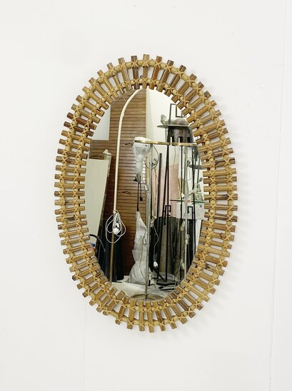 Mid-Century Modern  Bamboo Mirror - Italy 1950s