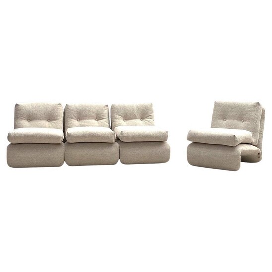 Mid-Century Modern Beige Bouclette Lounge Chair, Italy, 1960s -2 available