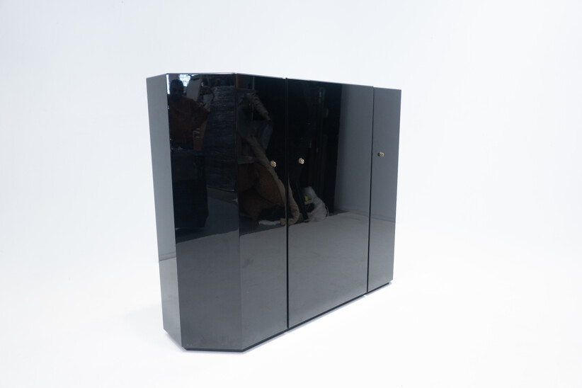 Mid-Century Modern Black Lacquered Cabinet by Kazuhide Takahama for Cassina