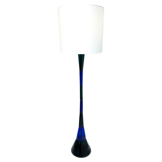 Mid-Century Modern Blue and Green Murano Glass  Floor lamp by Fulvio Bianconi for Venini - Italy 1950s