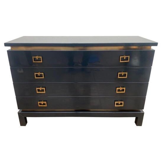Mid-Century Modern Blue Laquered Chest of Drawers, Belgium