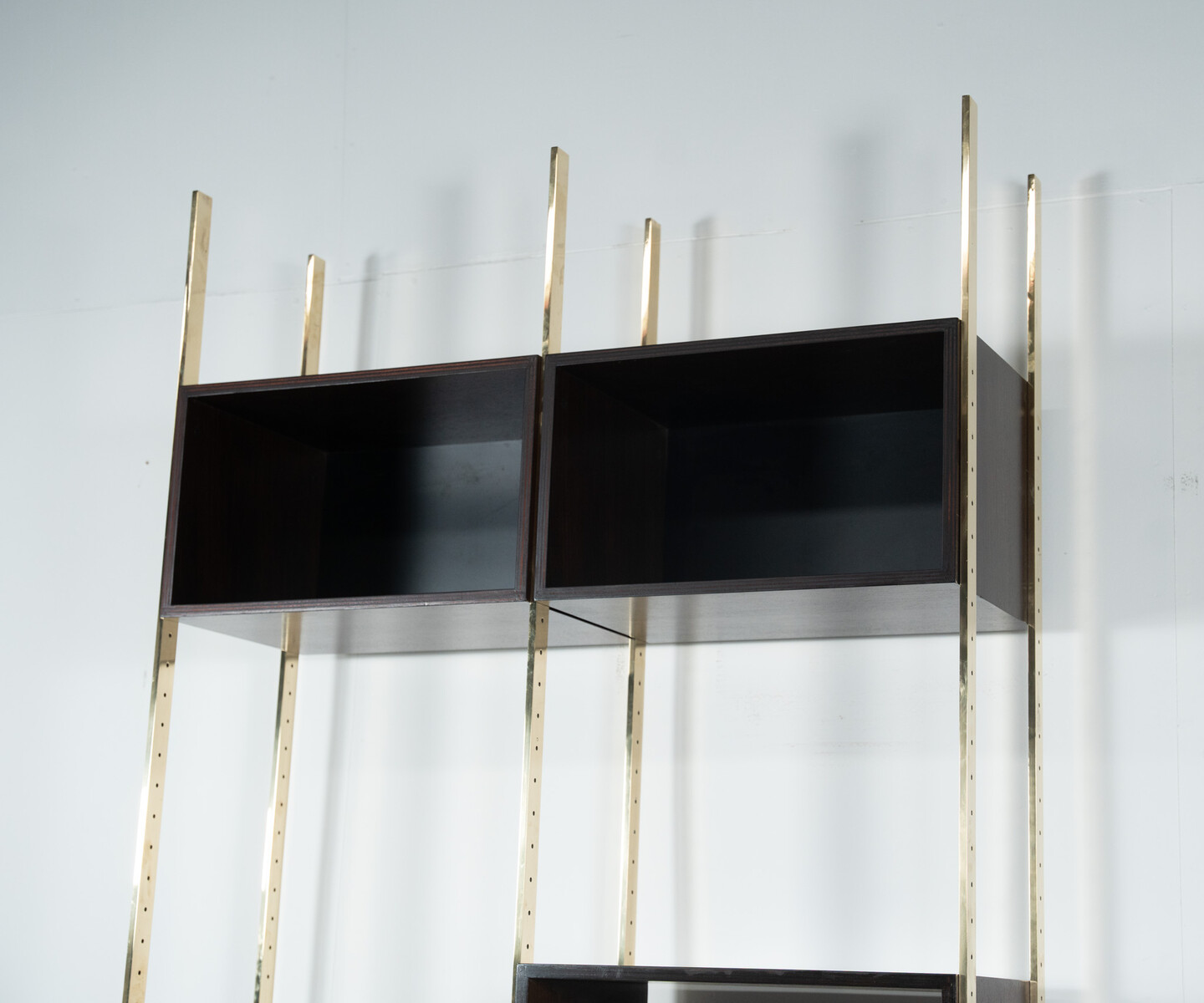 Mid-Century Modern Bookcase by Jules Wabbes, Wood and Brass, 1960s