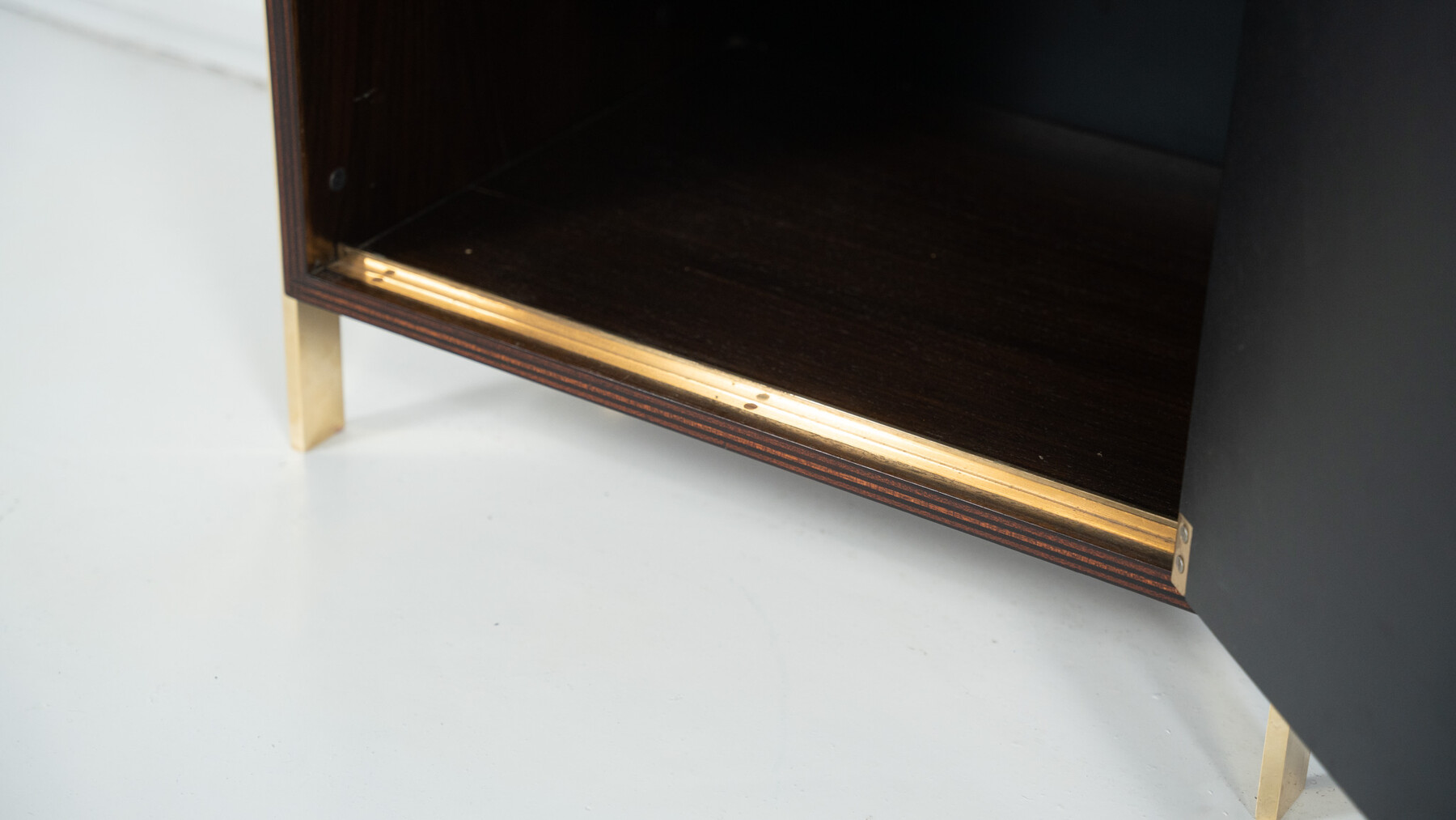 Mid-Century Modern Bookcase by Jules Wabbes, Wood and Brass, 1960s