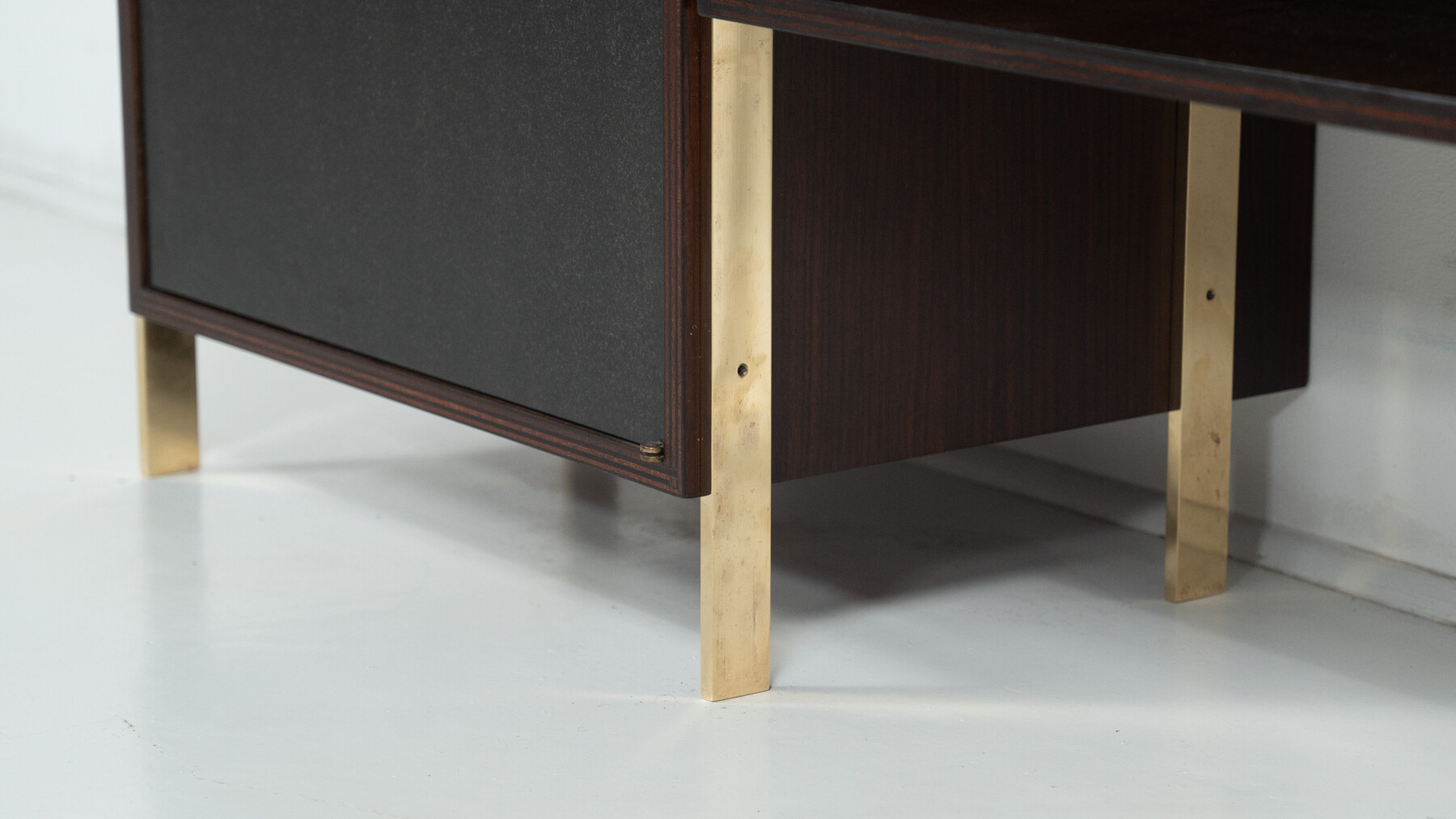 Mid-Century Modern Bookcase by Jules Wabbes, Wood and Brass, 1960s