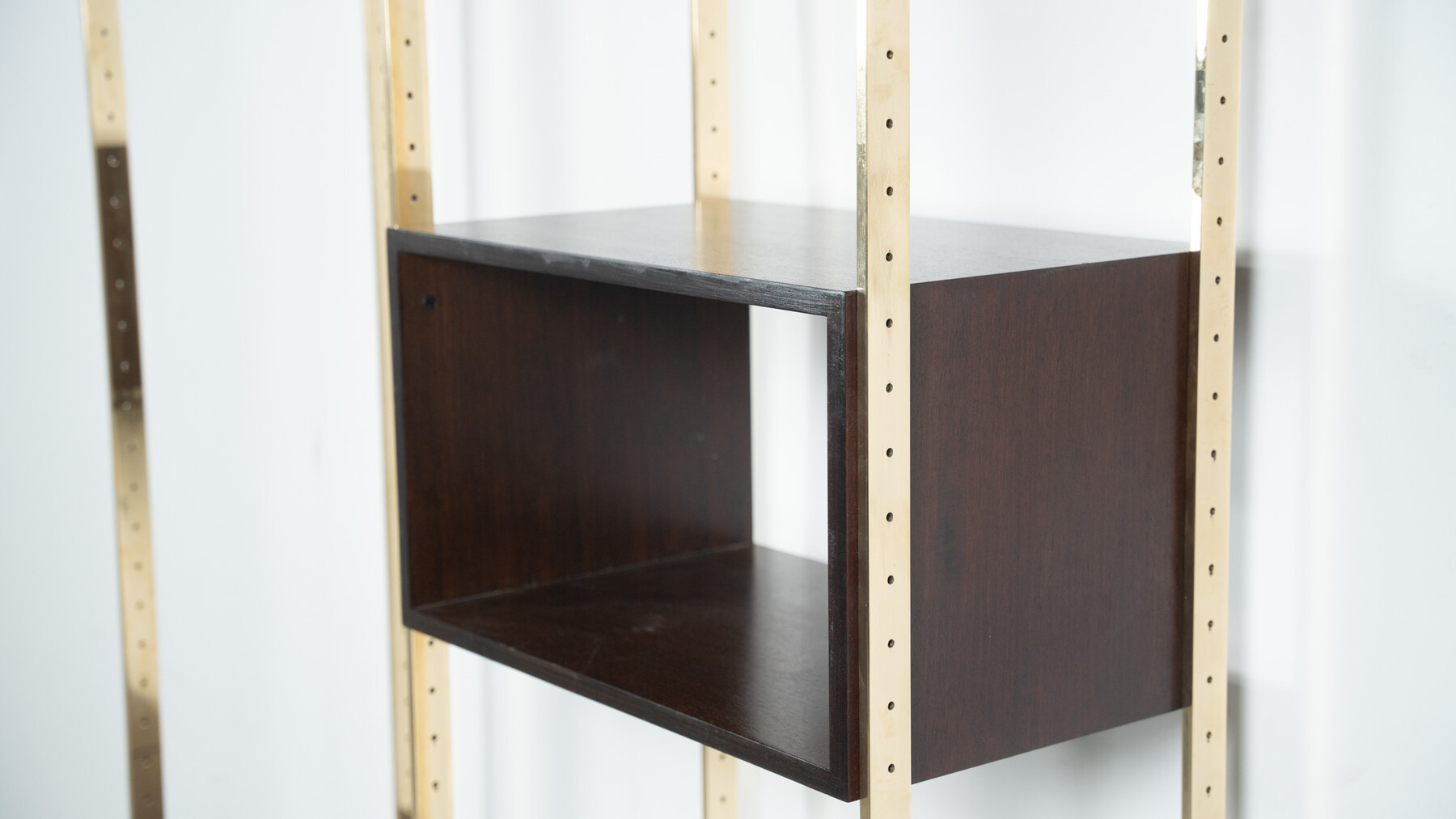 Mid-Century Modern Bookcase by Jules Wabbes, Wood and Brass, 1960s