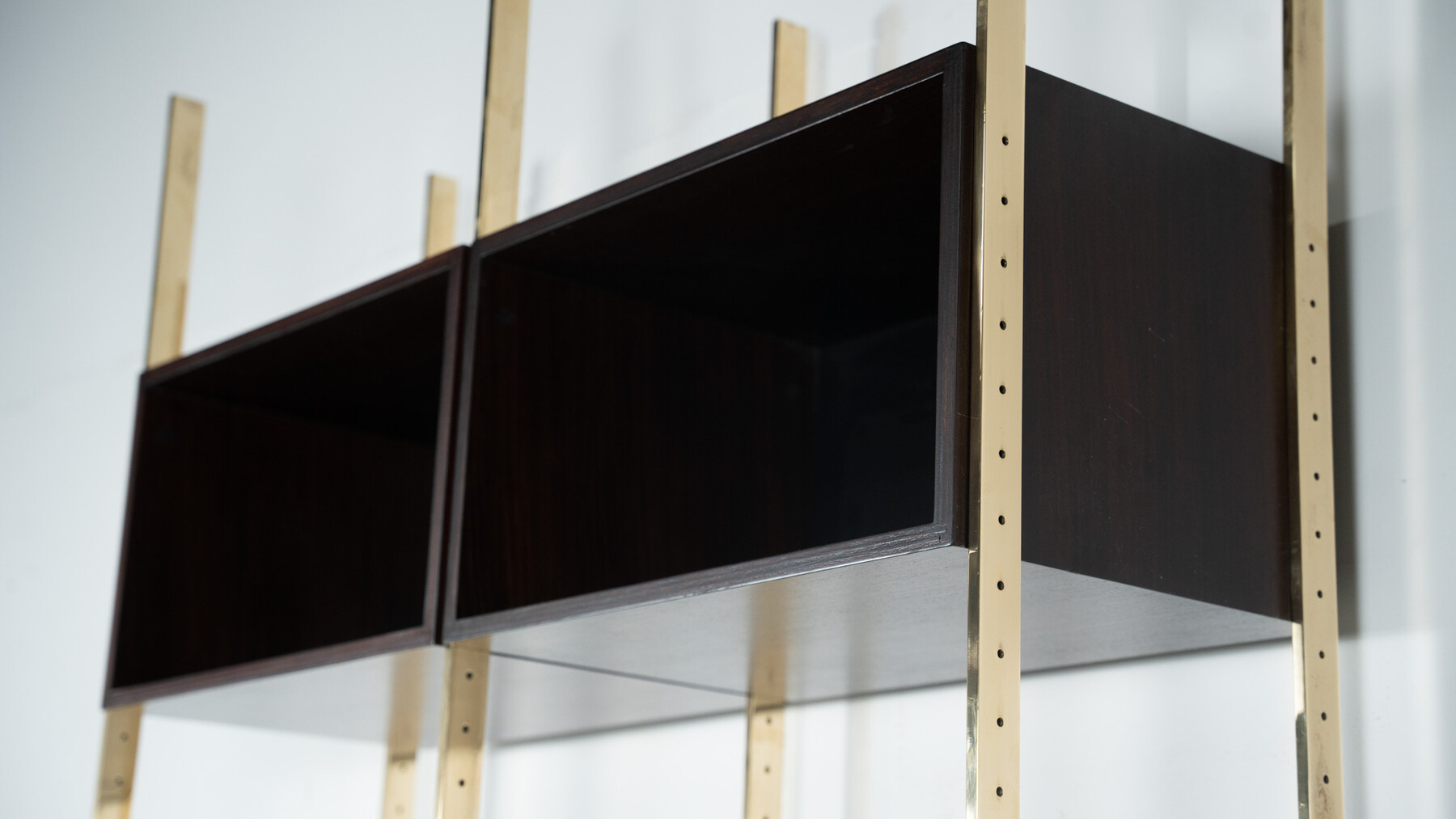 Mid-Century Modern Bookcase by Jules Wabbes, Wood and Brass, 1960s