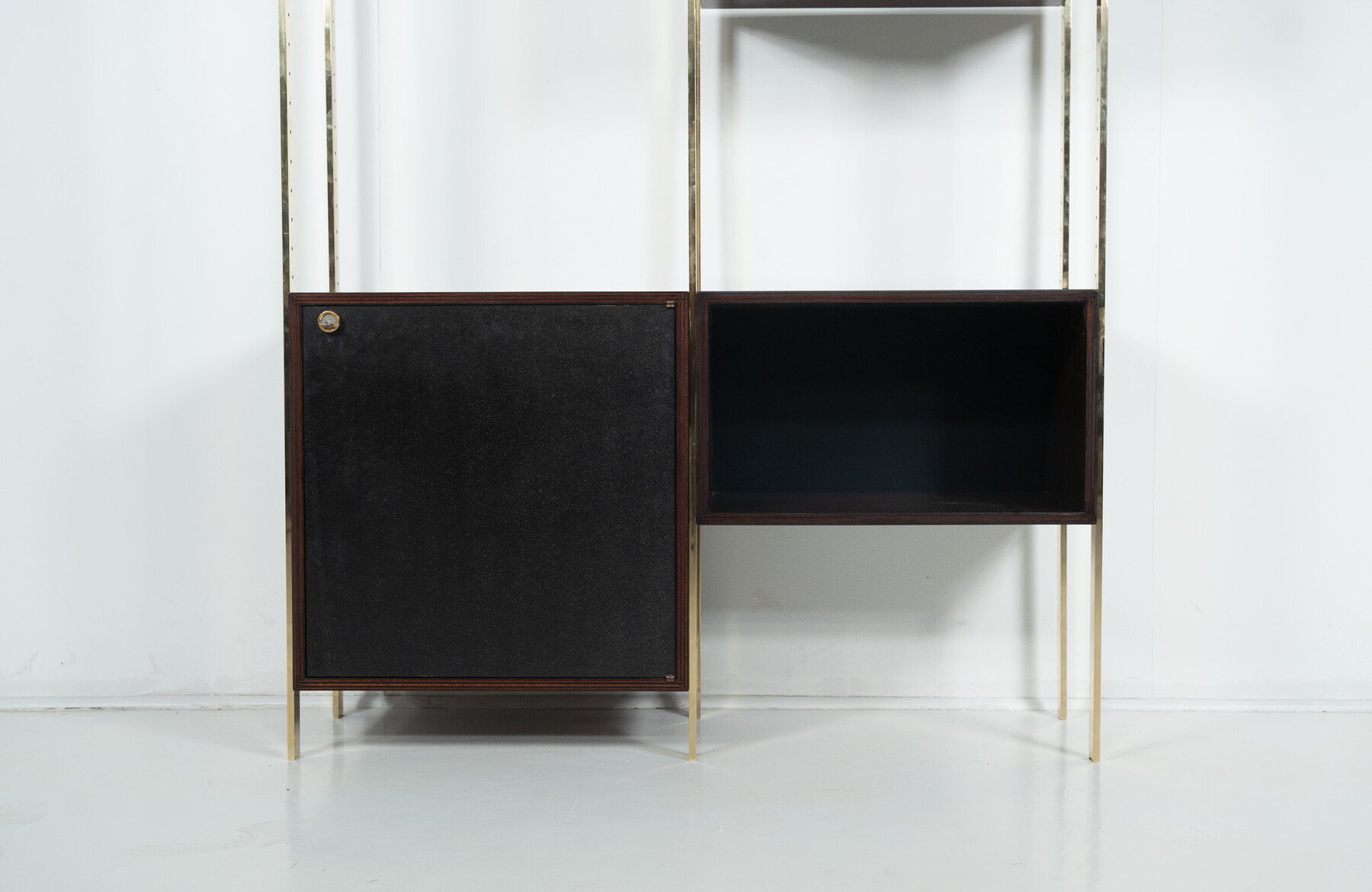 Mid-Century Modern Bookcase by Jules Wabbes, Wood and Brass, 1960s