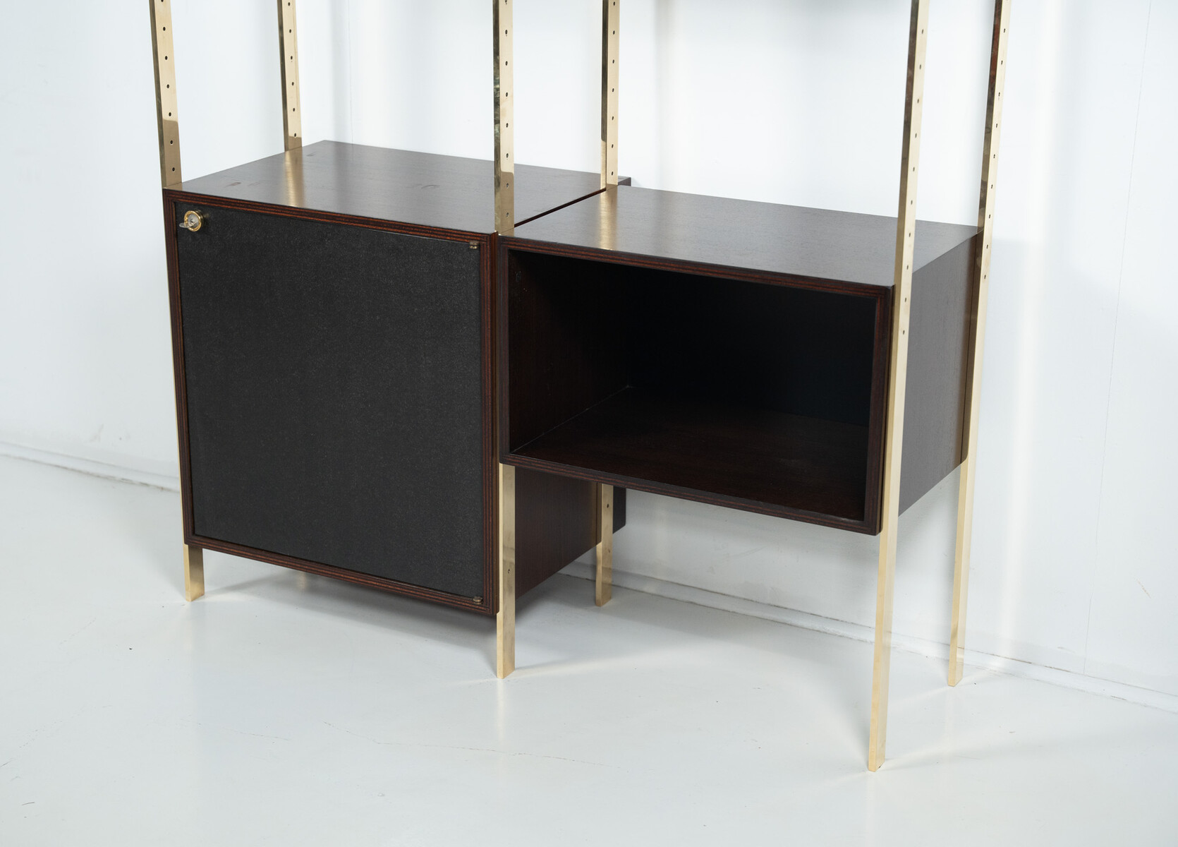 Mid-Century Modern Bookcase by Jules Wabbes, Wood and Brass, 1960s