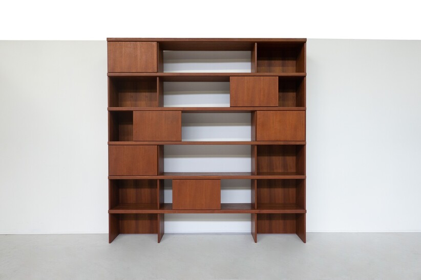 Mid-Century Modern Bookcase with Sliding Doors by Ilmari Tapiovaara, 1950s