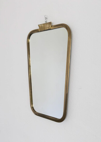Mid-Century Modern Brass Mirror by Olsvaldo Borsani, 1950s