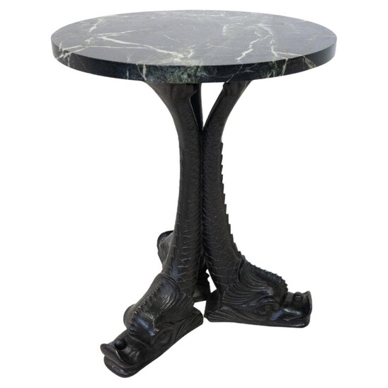 Mid-Century Modern Bronze and Marble Side Table, France