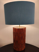 Mid-Century Modern Brown Leather Table Lamp