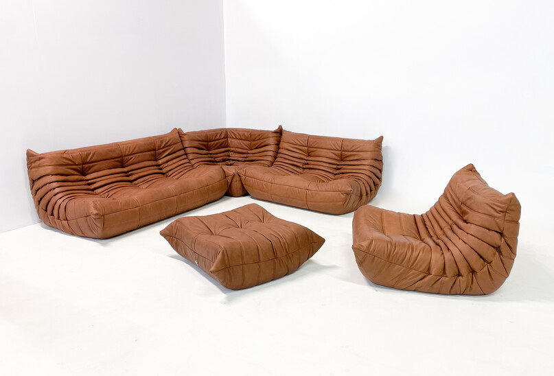 Mid-Century Modern Brown Leather 