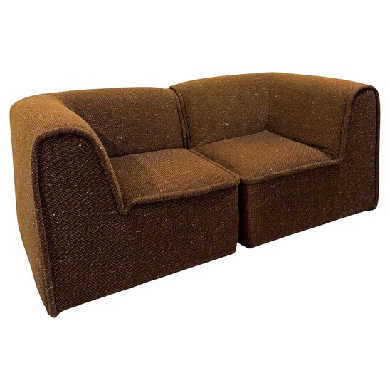 Mid-Century Modern Brown Two-Seater Sofa, Italy