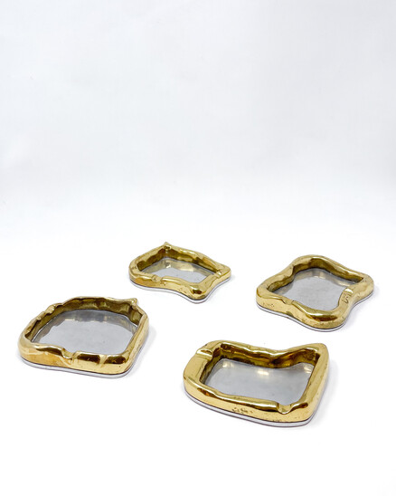 Mid-Century Modern Brutalist Brass Ashtray in the style of David Marshall