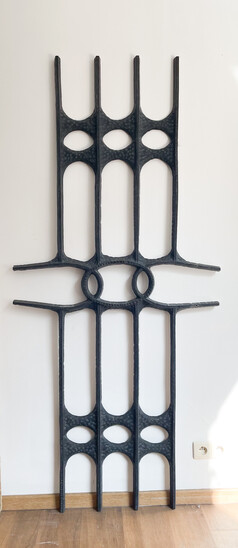 Mid-Century Modern Brutalist Iron, Wall-Mounted Sculpture, 1960s