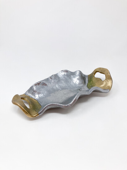 Mid-Century Modern Brutalist Vide Poche by David Marshall, Aluminium and Brass,1970s