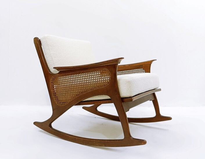 Mid-Century Modern Cane Rocking Chair, 1950s