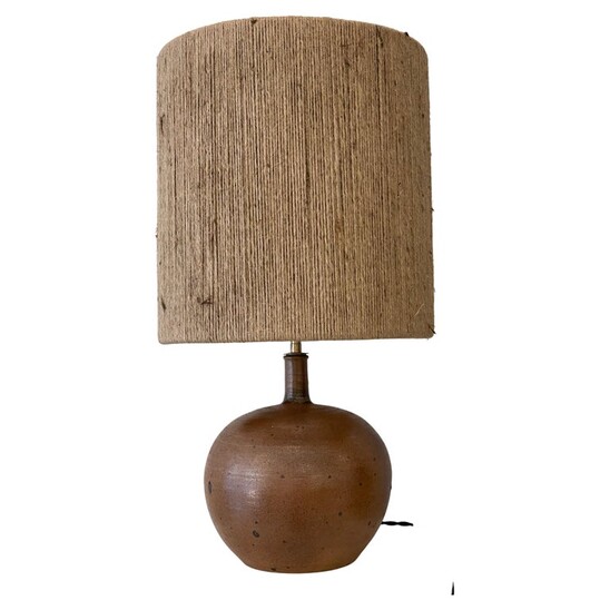 Mid-Century Modern Ceramic Belgian Lamp, 1960s - New rope Lampshade