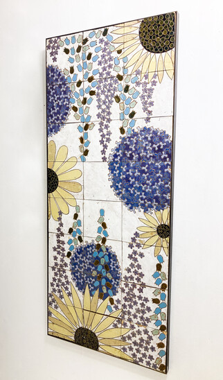 Mid-Century Modern Ceramic Floral Panel, 1960s