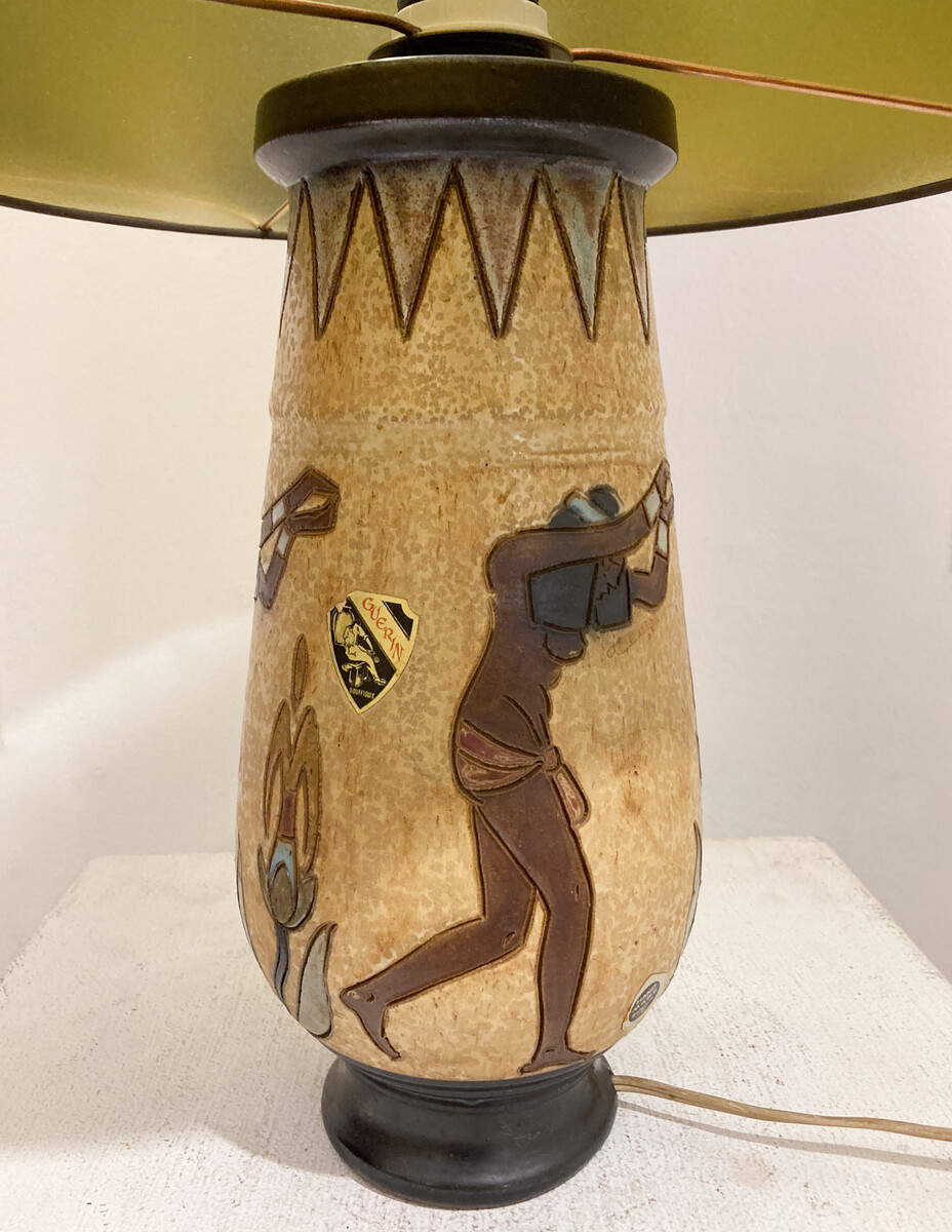 Mid-Century Modern Ceramic Table Lamp by Roger Guérin, Belgium