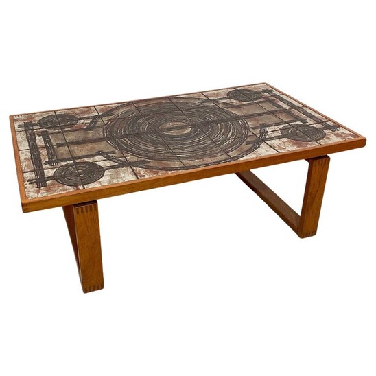 Mid-Century Modern Ceramic Tiles Coffee Table, Scandinavia