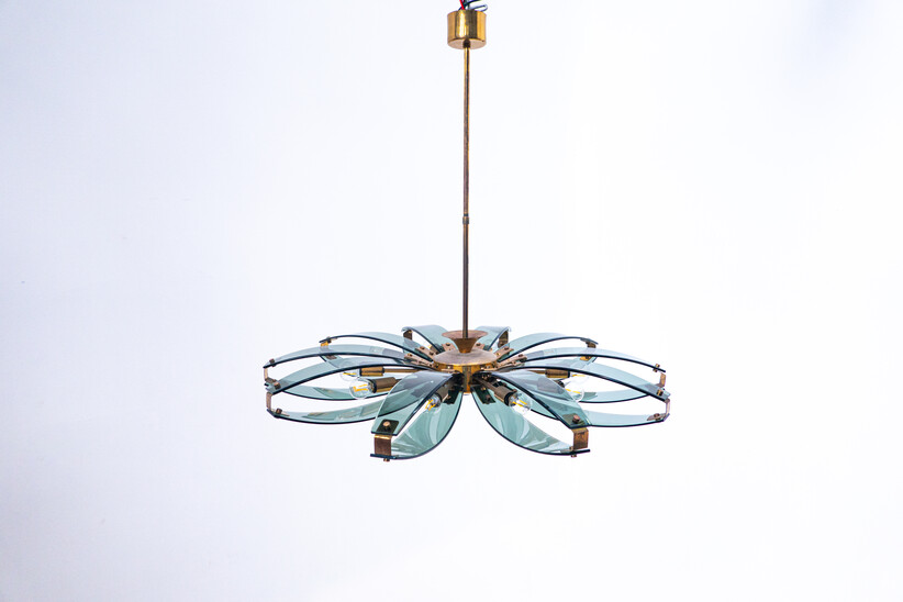 Mid-Century Modern Chandelier attributed to Fontana Arte, Italy, 1950s