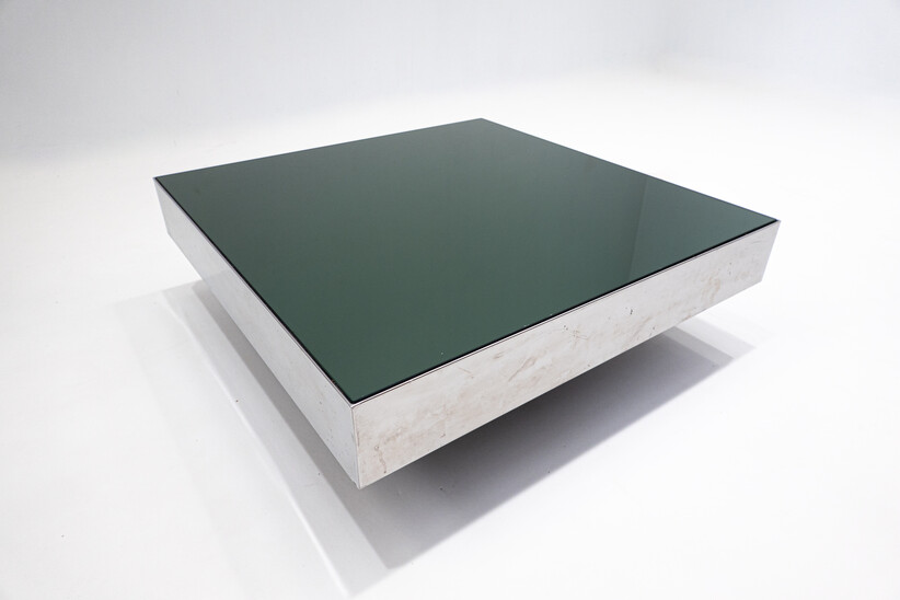 Mid-Century Modern Chrome and Glass Coffee Table, Italy, 1970s