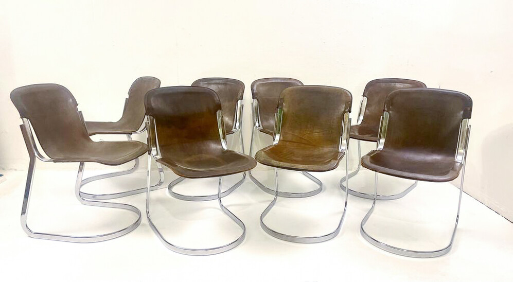Mid-Century Modern Chrome and Leather Chairs, 1970s