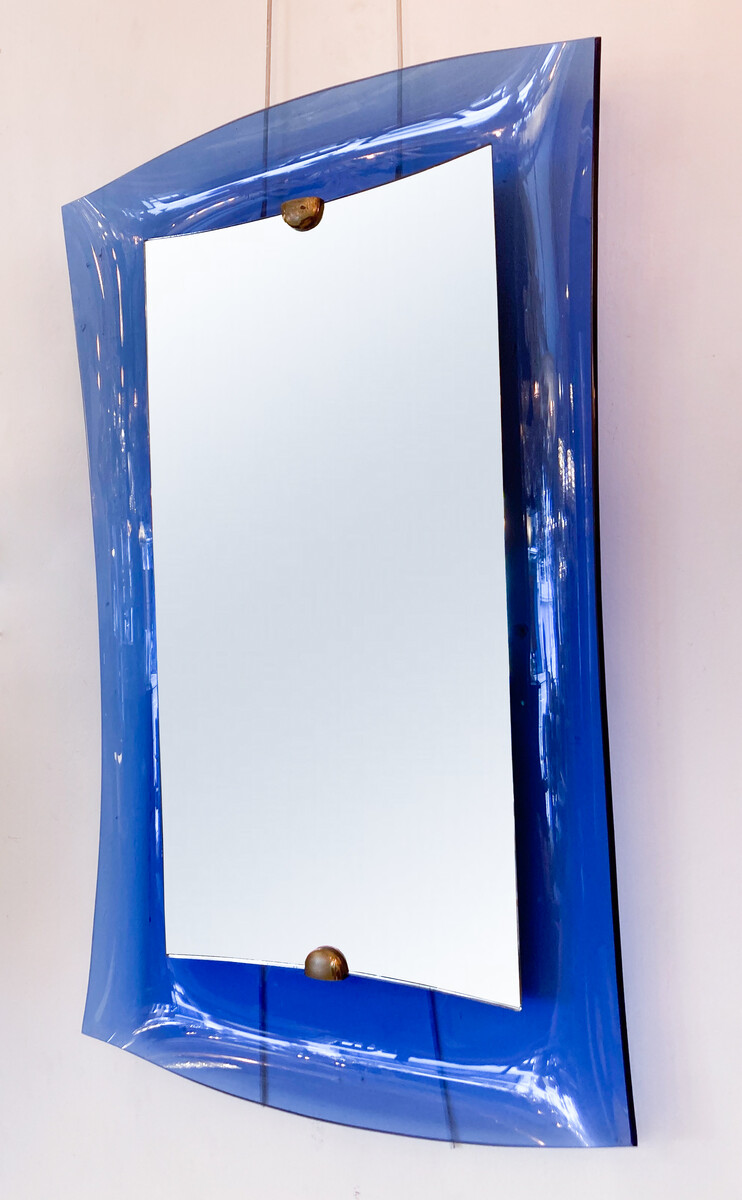 Mid-Century Modern Cobalt Blue Glass Mirror, Italy, 1950s