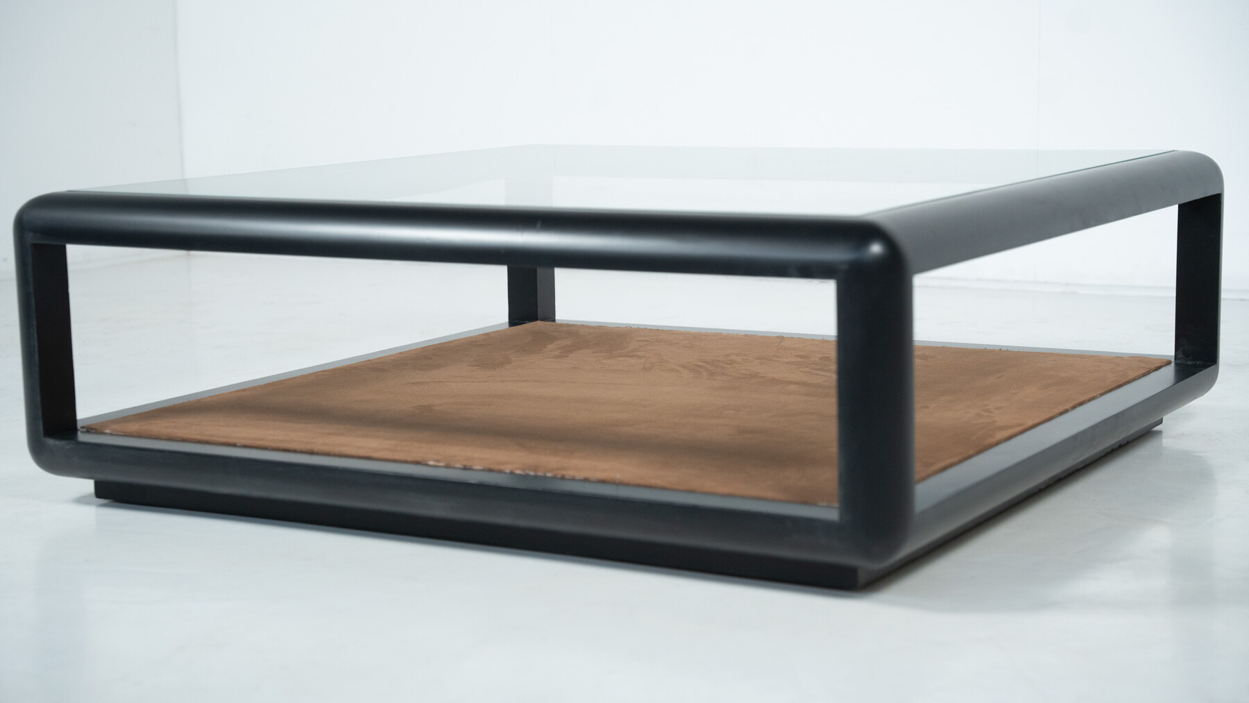 Mid-Century Modern Coffee Table attributed to Carlo Scarpa, Wood and Glass, Italy
