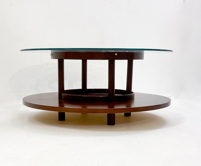 Mid-Century Modern Coffee Table Attributed to Gianfranco Frattini, Wood and Glass, 1960s