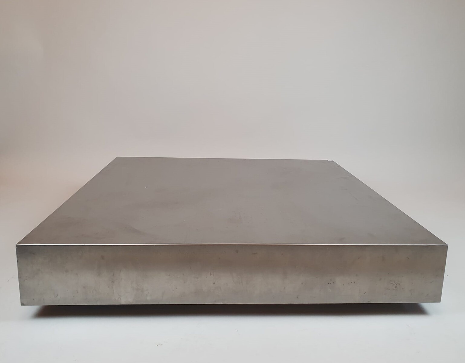 Mid-Century Modern Coffee Table attributed to Michel Boyer, Brushed Aluminum, 1970s