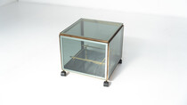 Mid-Century Modern Coffee Table/ Bar, Metal and Glass, 1970s