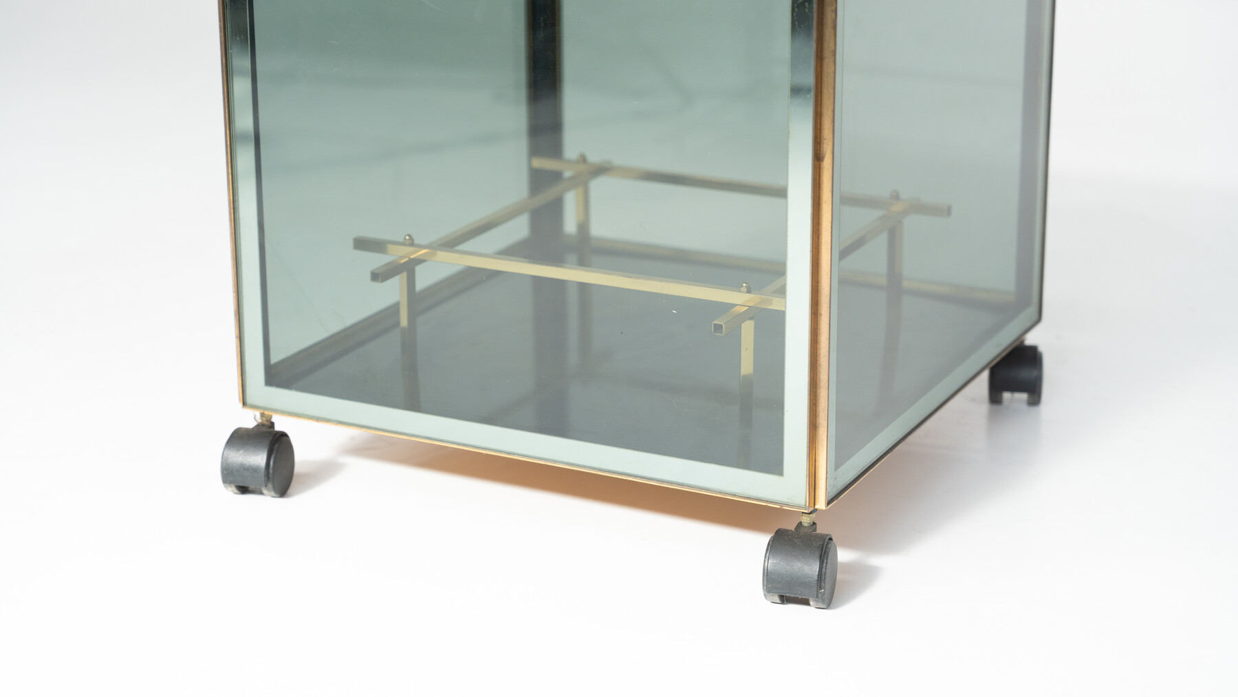 Mid-Century Modern Coffee Table/ Bar, Metal and Glass, 1970s