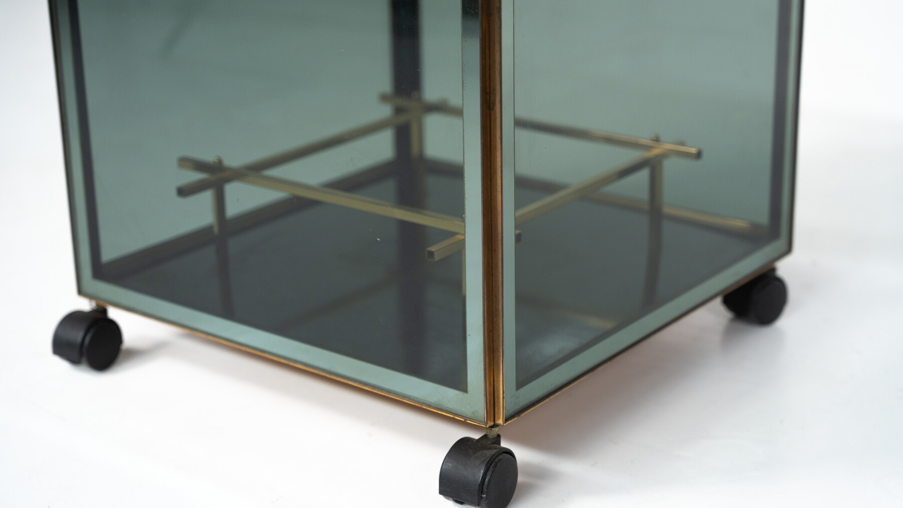Mid-Century Modern Coffee Table/ Bar, Metal and Glass, 1970s