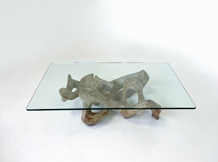 Mid-Century Modern Coffee Table by Claudio Trevi, Glass and Concrete, 1970s