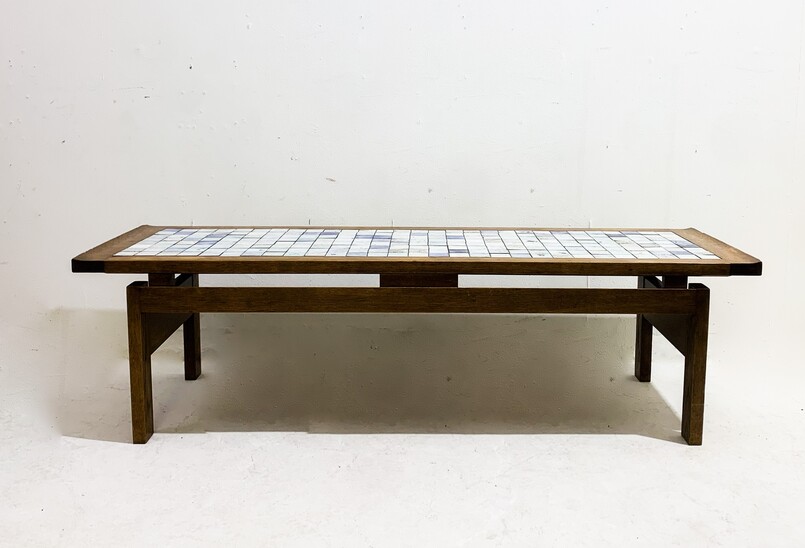 Mid-Century Modern Coffee Table by Emiel Veranneman, Wood and Ceramic, Belgium, 1958