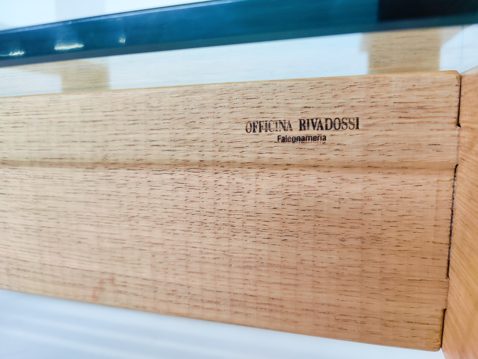 Mid-Century Modern Coffee Table by Guiseppe Rivadossi, Wood and Glass, Italy, 1970s