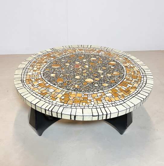 Mid-Century Modern Coffee Table by Heinz Lilienthal, Marble Stone Mosaic Top, Germany, 1973