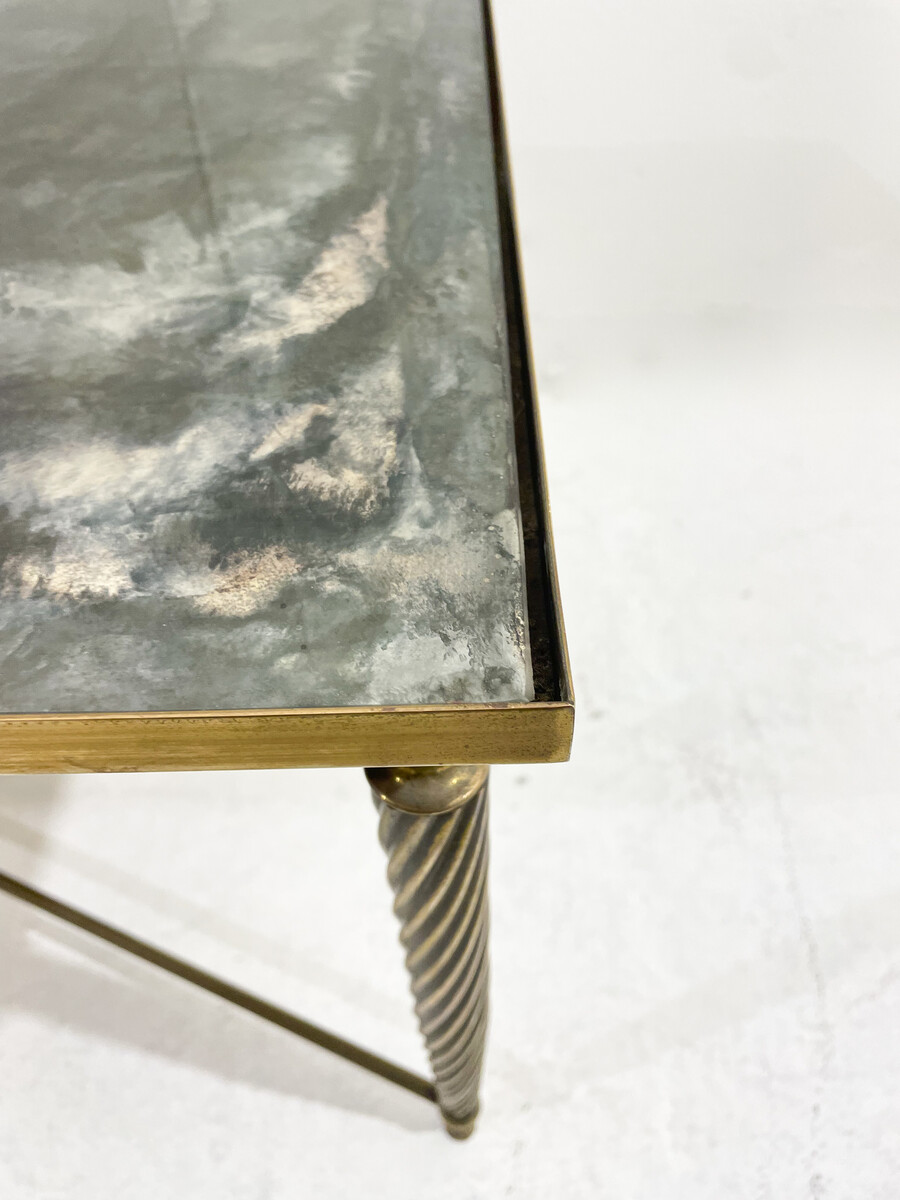 Mid-Century Modern Coffee Table, Glass and Brass