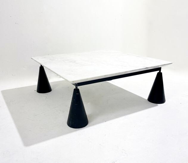 Mid-Century Modern Coffee Table, Mable, Steel and Leather, Italy, 1970s