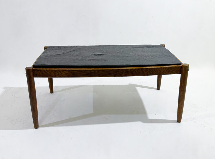 Mid-Century Modern Coffee Table, Oak and Shale