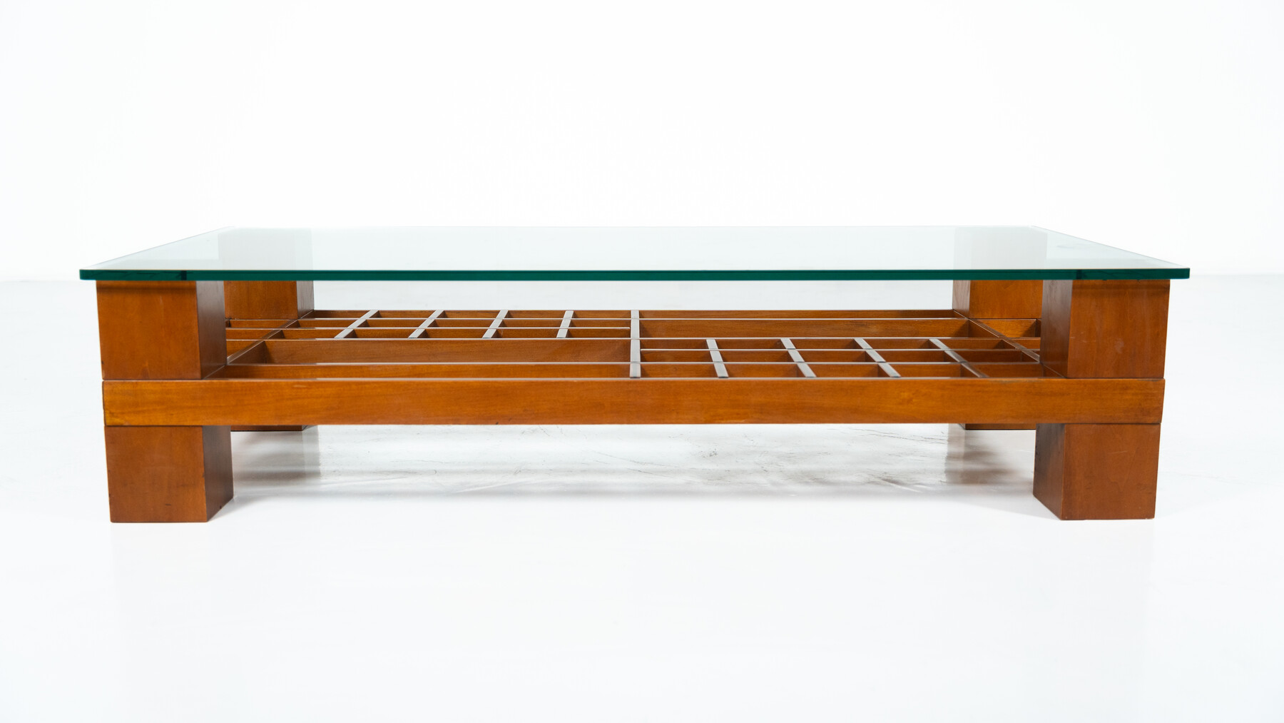 Mid-Century Modern Coffee Table, Wood and Glass, Italy, 1960s