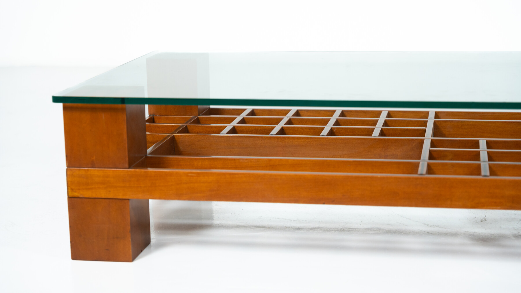 Mid-Century Modern Coffee Table, Wood and Glass, Italy, 1960s
