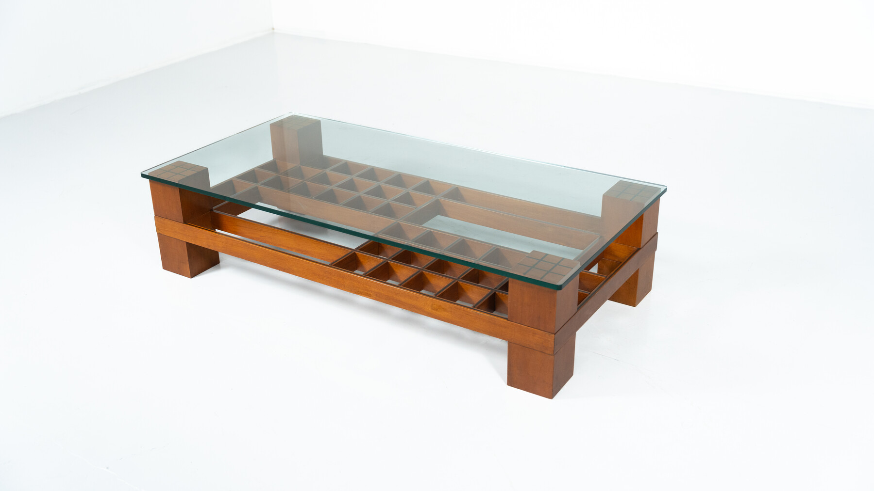 Mid-Century Modern Coffee Table, Wood and Glass, Italy, 1960s