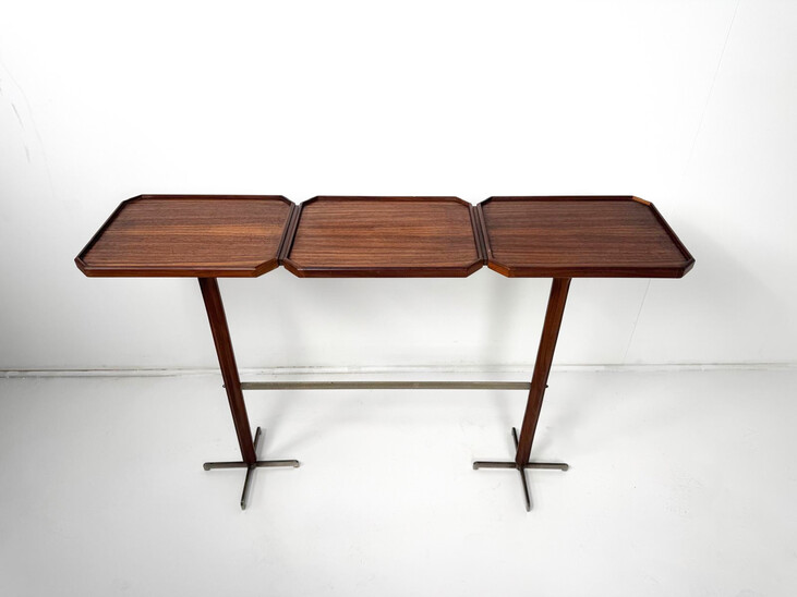 Mid-Century Modern Console, Wood and Chrome Metal, Italy, 1970s