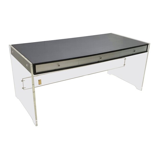 Mid-Century Modern Desk by Poul Nørreklit For Georg Petersens Møbelfabrik, Wood and Plexiglass, 1970s