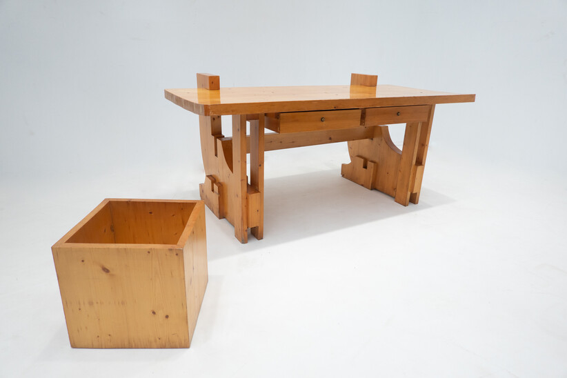 Mid-Century Modern Desk, Pine Wood, Italy, 1960s