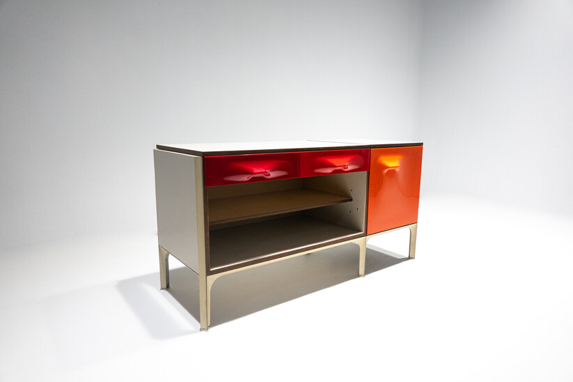 Mid-Century Modern Desk with Sliding Top by Raymond Loewy, 1960s